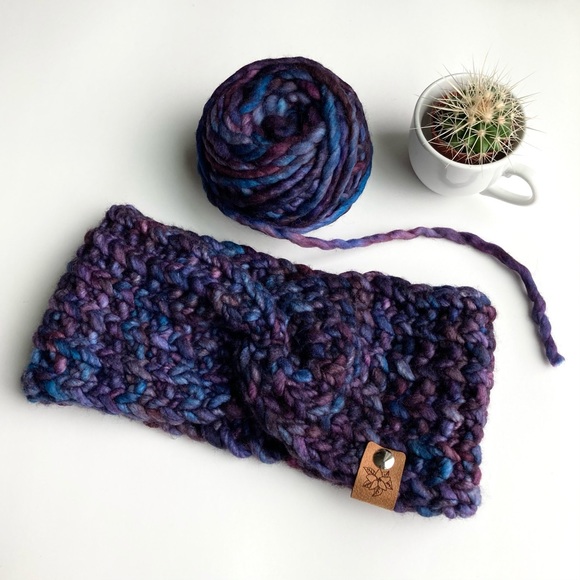 Just Knit Happy Accessories - 🚫SOLD ⭐️ Host Pick ⭐️ Luxury Merino Headband Wrap Turban Blue Purple